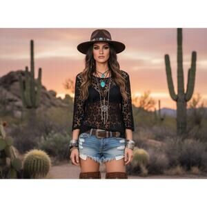 Vintage Ralph Lauren Black Crochet Top